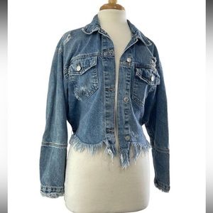 womens zara distressed jean jacket